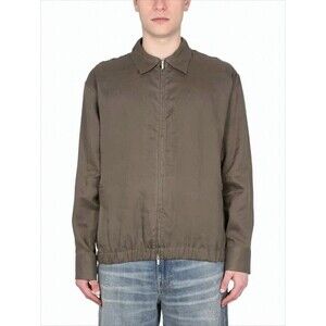 PT TORINO Brown Linen Jacket with Front Zipper